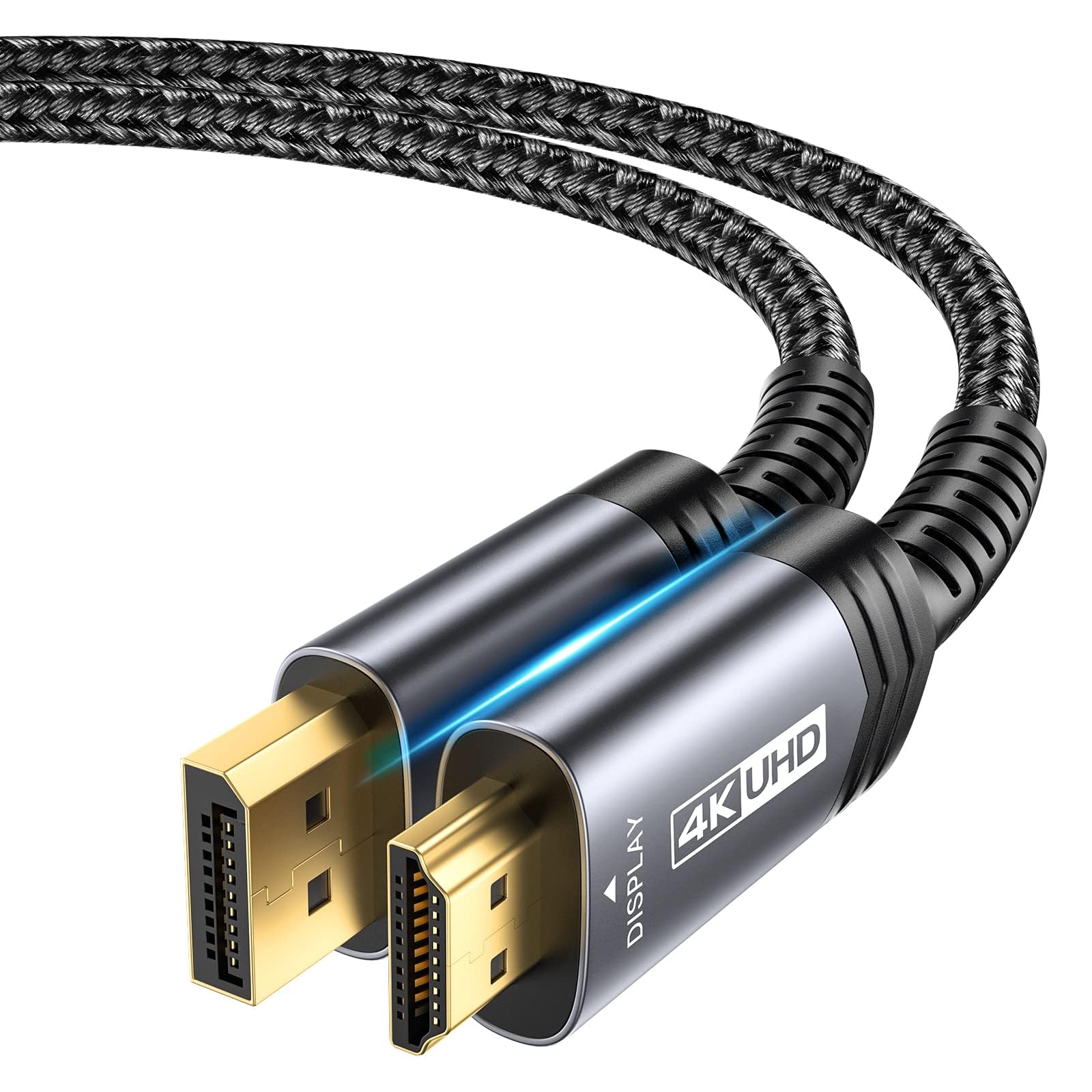 JSAUX 4K DisplayPort to HDMI Cable Adapter 10FT, DP to HDMI Male Video UHD 1440P/2K@120Hz,4K@30 Nylon DP to HDTV Uni-Directional Cord for Dell, Projector, Desktop, AMD, NVIDIA, Lenovo, HP JSAUX 4K DisplayPort to HDMI Cable Adapter 10FT, DP to HDMI Male Video UHD 1440P/2K@120Hz,4K@30 Nylon DP to HDTV Uni-Directional Cord for Dell, Projector, Desktop, AMD, NVIDIA, Lenovo, HP